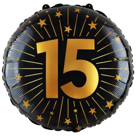 Folieballon med Stjerner og Tallet 15