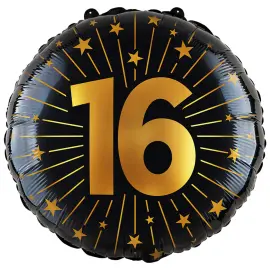 Folieballon med Stjerner og Tallet 16