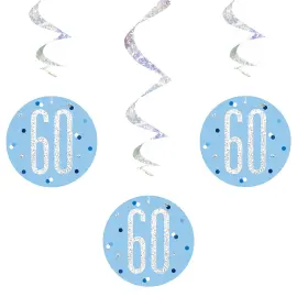 60 år Hængende Swirls Blå & Sølv