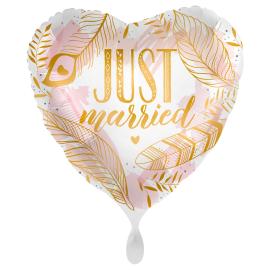 Just Married Ballon Boho Feathers