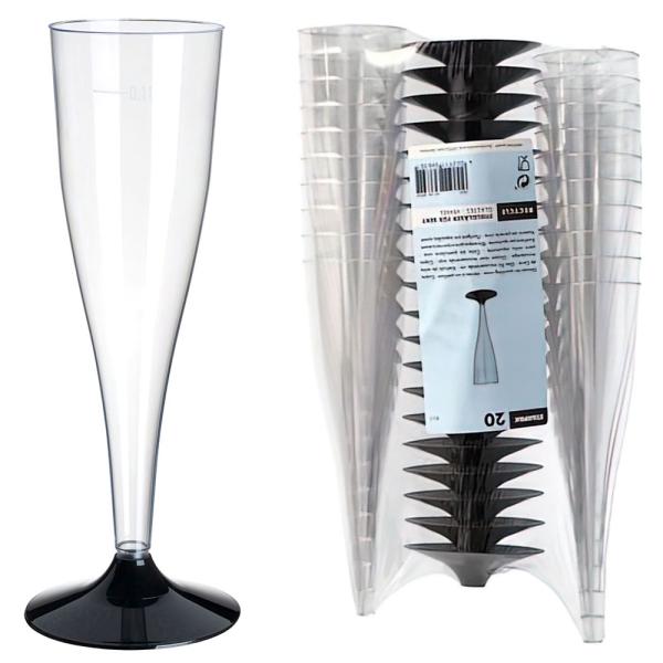 Champagneglas Transparent/Sort 20-pak