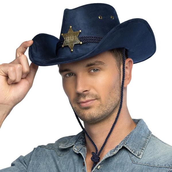 Cowboyhat med Sherifstjerne Mørkeblå