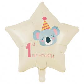 1st Birthday Folieballon Stjerne Koala 46 cm