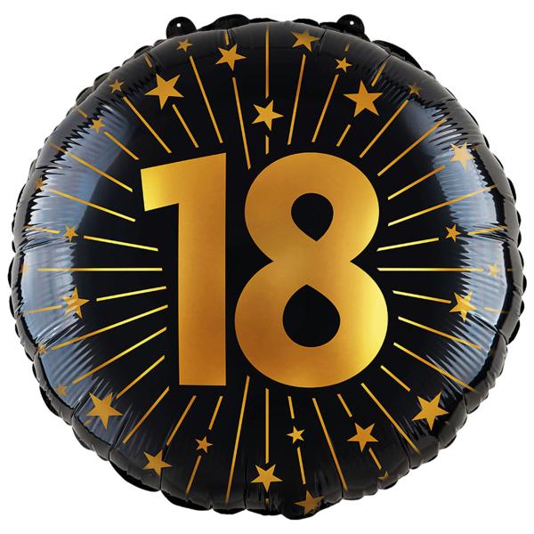 Folieballon med Stjerner og Tallet 18