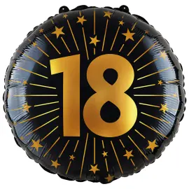 Folieballon med Stjerner og Tallet 18