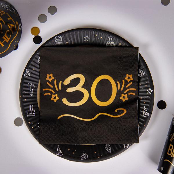 Paptallerkener Happy Birthday Sort 8-pak