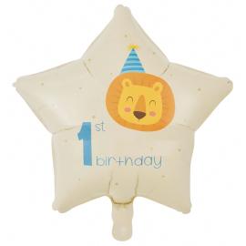 1st Birthday Folieballon Stjerne L&oslash;ve 46 cm
