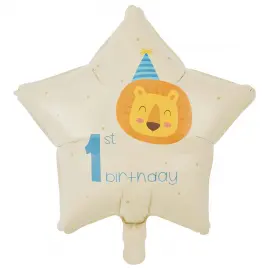 1st Birthday Folieballon Stjerne L&oslash;ve 46 cm