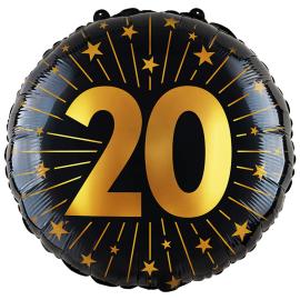 Folieballon med Stjerner og Tallet 20