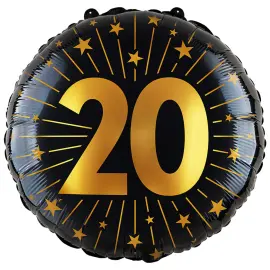 Folieballon med Stjerner og Tallet 20