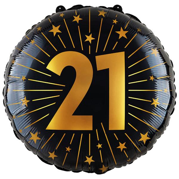 Folieballon med Stjerner og Tallet 21