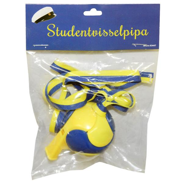 Studentfløjte Bold Blågul 7 x 4,5 cm
