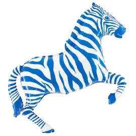 Folieballon Zebra Bl&aring;/Hvid 73 x 80 cm