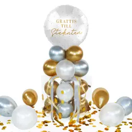 Ballonbuket Student Hvid/Guld