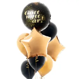 Ballonbuket Gott Nytt &Aring;r Sort/Guld