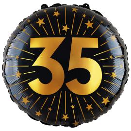 Folieballon med Stjerner og Tallet 35