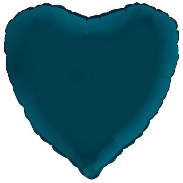 Folieballon Hjerte Satin Petroleum Blå