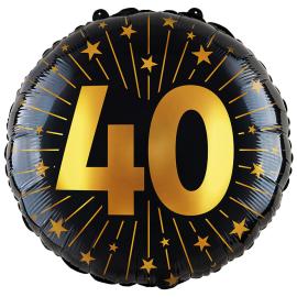 Folieballon med Stjerner og Tallet 40
