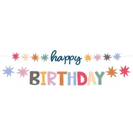 Happy Birthday Bogstavguirlande med Stjerner