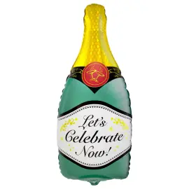 Folieballon Champagneflaske Let's Celebrate Now 83 cm