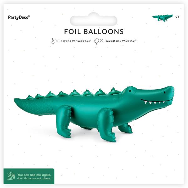 Stående Folieballon Krokodille 126 x 36 cm