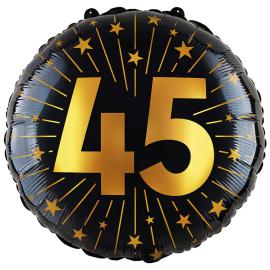 Folieballon med Stjerner og Tallet 45