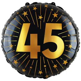 Folieballon med Stjerner og Tallet 45