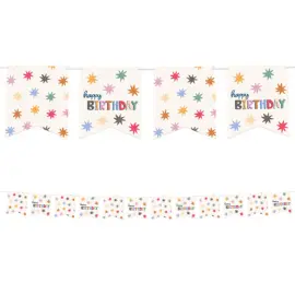 Happy Birthday Flagguirlande med Stjerner