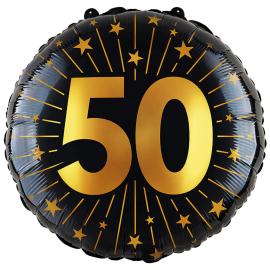 Folieballon med Stjerner og Tallet 50