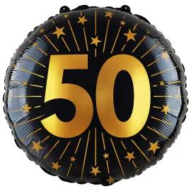Folieballon med Stjerner og Tallet 50