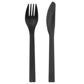 Sorte Genanvendelige Plastikbestik 12-pak