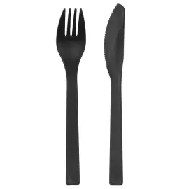 Sorte Genanvendelige Plastikbestik 12-pak