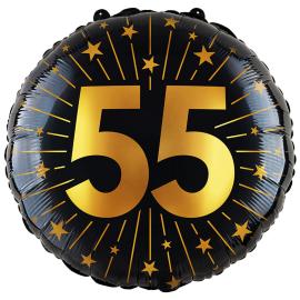 Folieballon med Stjerner og Tallet 55
