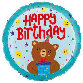 Ballon Happy Birthday Bj&oslash;rn Rund 35 cm