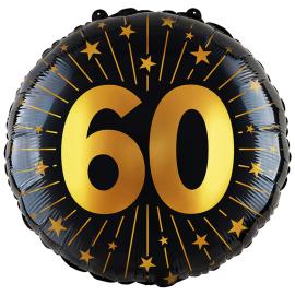 Folieballon med Stjerner og Tallet 60