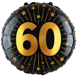 Folieballon med Stjerner og Tallet 60
