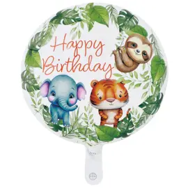 Folieballon Happy Birthday Jungledyr 46 cm