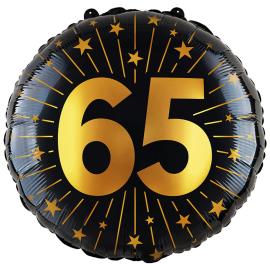 Folieballon med Stjerner og Tallet 65