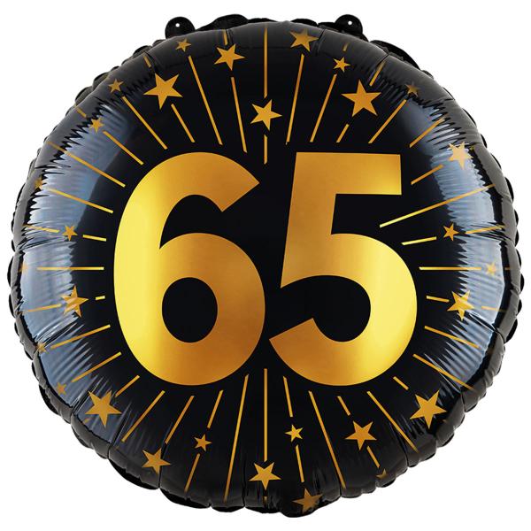 Folieballon med Stjerner og Tallet 65