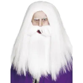 Hvid Gandalf Paryk med Skæg