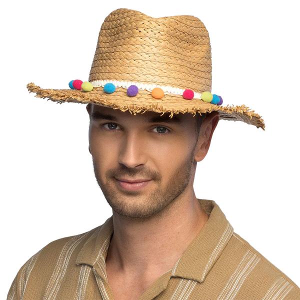 Stråhat med Pomponer