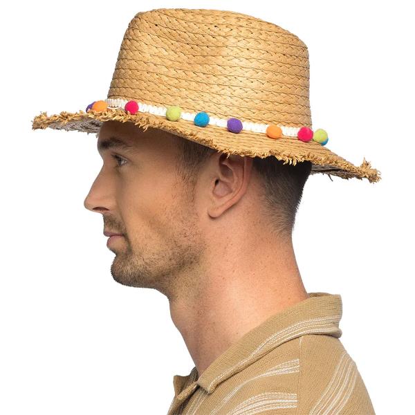 Stråhat med Pomponer