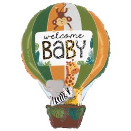 Ballon Welcome Baby Varmluftballon Jungle 43 x 60 cm