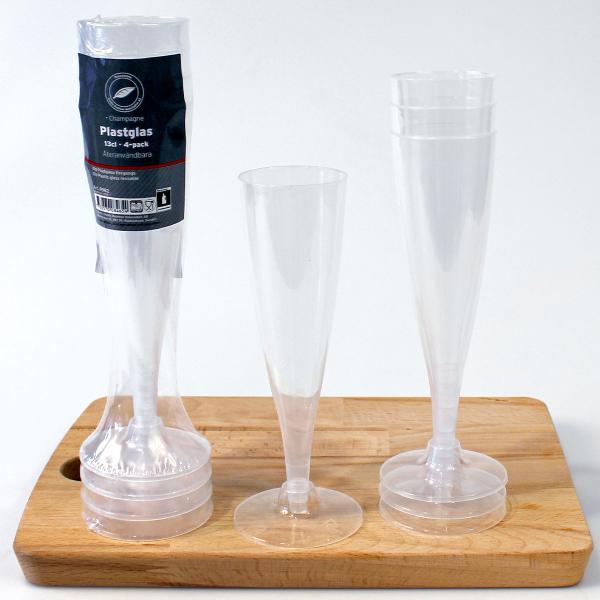 Champagneglas Plast 13 cl 4-pak