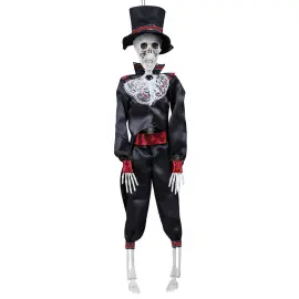 H&aelig;ngende Skelet med Kostume & Hat