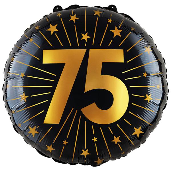 Folieballon med Stjerner og Tallet 75