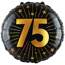 Folieballon med Stjerner og Tallet 75