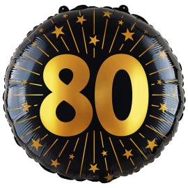 Folieballon med Stjerner og Tallet 80