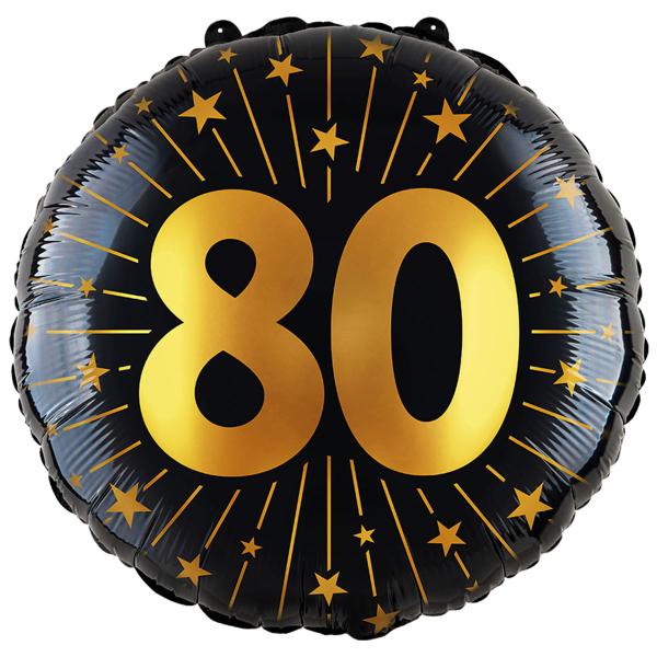 Folieballon med Stjerner og Tallet 80