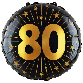 Folieballon med Stjerner og Tallet 80